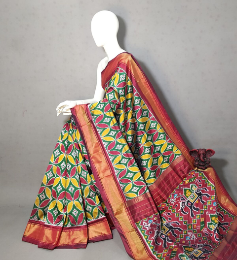 PGMRIDSS4O08BICC22- Ikat silk saree