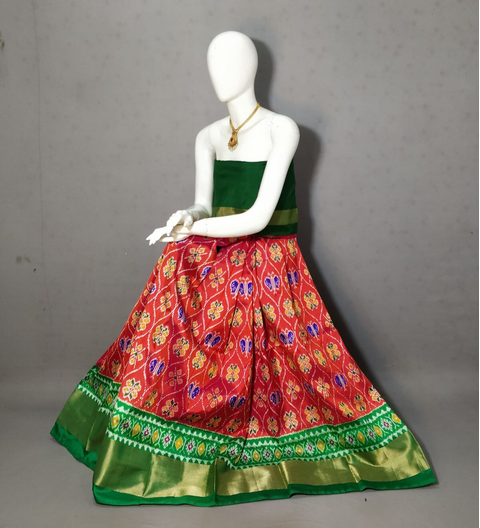 PRIHFSLG4D25SZCD06- Free Size Ikat Silk Lehenga