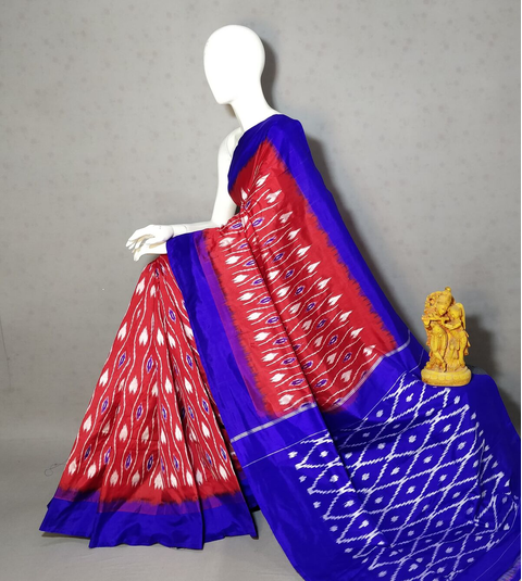 PRKSILWS4V01SZDC15- light weight Ikat silk saree