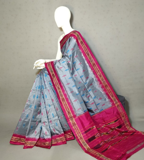 PRKSILWS4S24SICD07- light weight Ikat silk saree