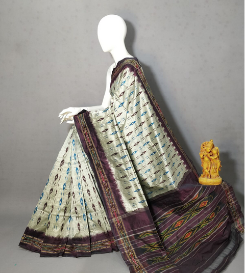 PRKSILWS4D10SZDC15- light weight Ikat silk saree