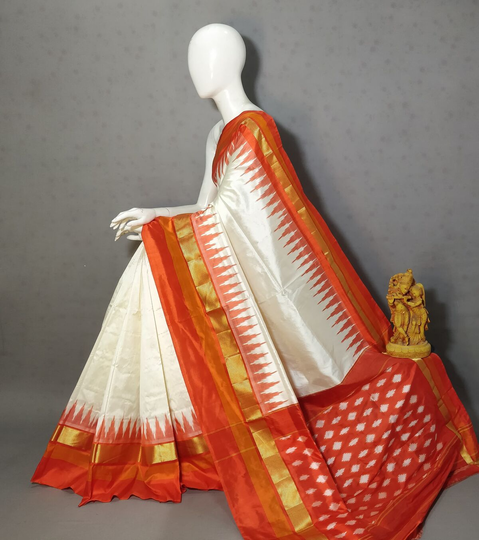 PRKSILWS4V14XZDC15- light weight Ikat silk saree