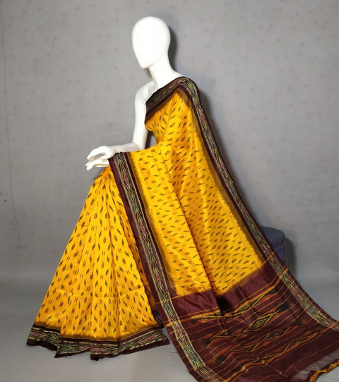 PRKSILWS4S24SICD27- light weight Ikat silk saree