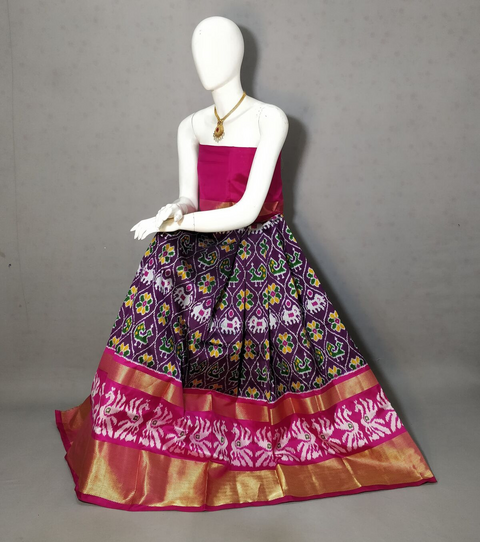 PRIHFSLG4D25SZCD43- Free Size Ikat Silk Lehenga