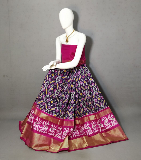 PRIHFSLG4D25SZCD01- Free Size Ikat Silk Lehenga