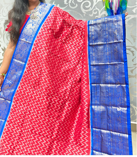 PSPHKBRS4V09FSDC14- Kanchi border Ikat silk saree