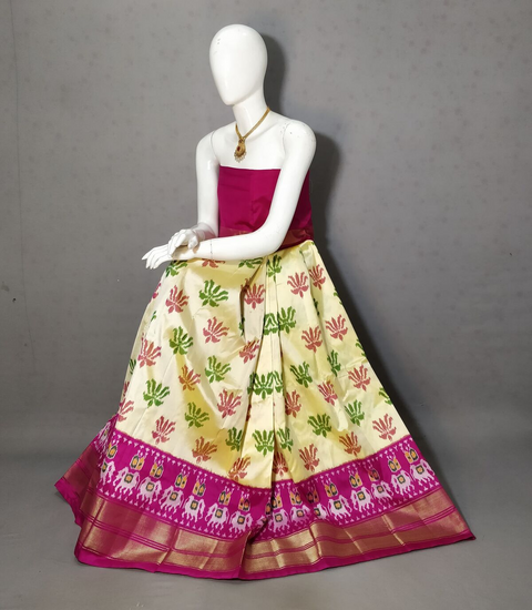 PRIHFSLG5J08SZCC31- Free Size Ikat Silk Lehenga