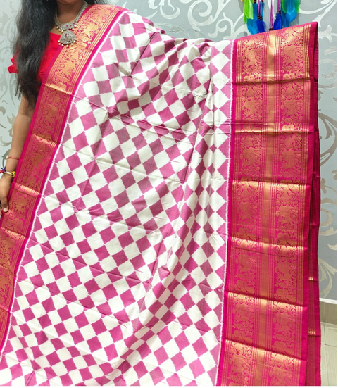 PSPHKBRS4V09FSDC04- Kanchi border Ikat silk saree