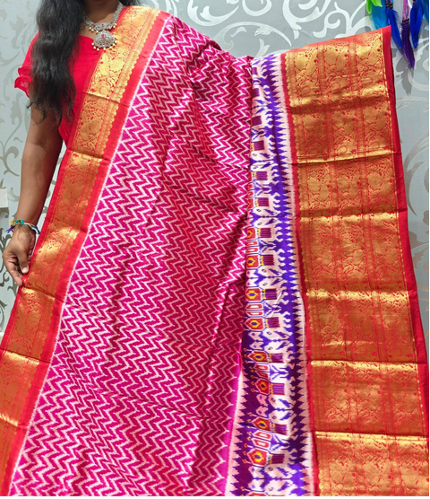 PSPHKBRS4V09FSDC09- Kanchi border Ikat silk saree