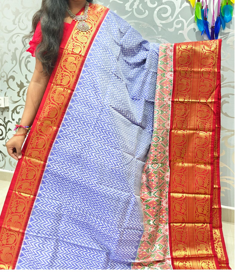 PSPHKBRS4V09FSDC12- Kanchi border Ikat silk saree