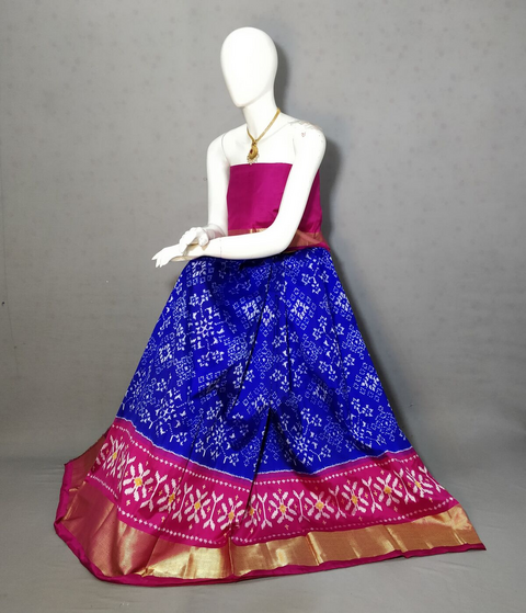 PRIHFSLG4D25SZCD25- Free Size Ikat Silk Lehenga