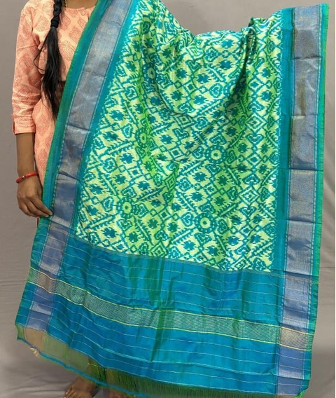 PSSIISDP4D29ECDC06- Ikat silk dupatta