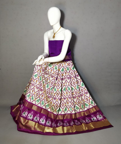 PRIHFSLG4V11SZDC22- Free Size Ikat Silk Lehenga