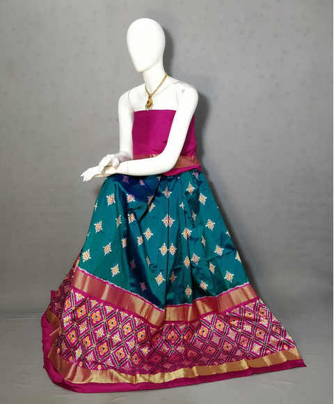 PRIHFSLG4D25SZCD38- Free Size Ikat Silk Lehenga