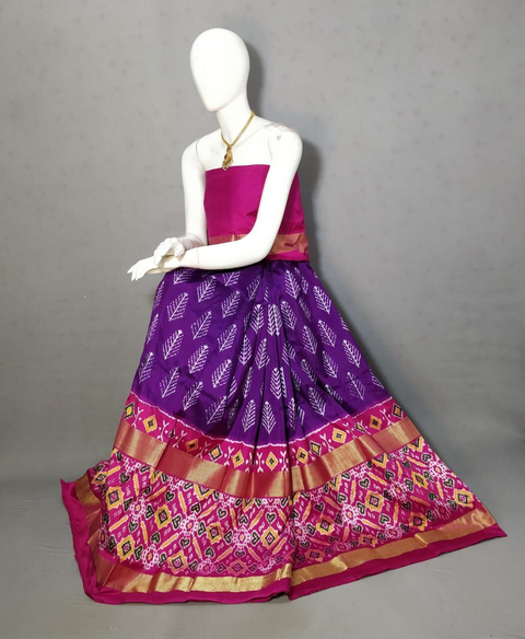 PRIHFSLG4V11SZDC08- Free Size Ikat Silk Lehenga