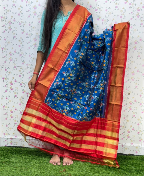 PSDHISDP4S23ZBCD37- Ikat silk dupatta