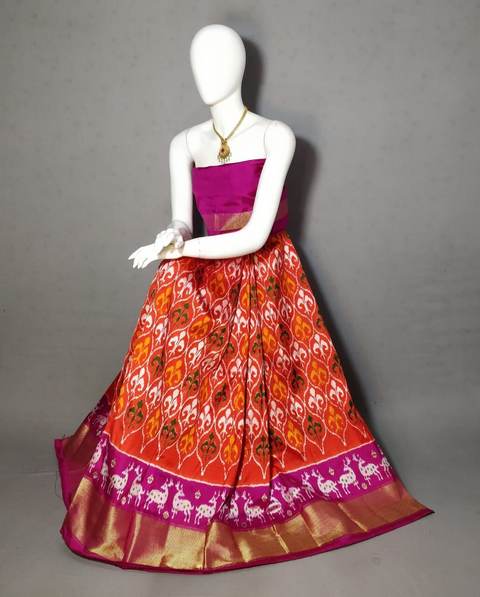 PRIHFSLG4V11SZDC29- Free Size Ikat Silk Lehenga