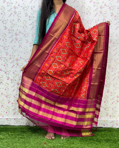 PSDHISDP4S23ZBCD36- Ikat silk dupatta