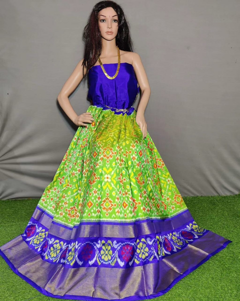 PSSIFSLG4V25SZCC42- Free Size Ikat Silk Lehenga