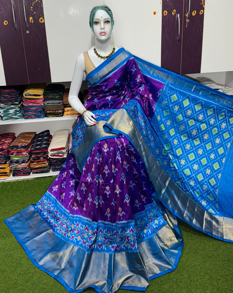 PSRGIDSS4D26BSDD03- Ikat silk saree