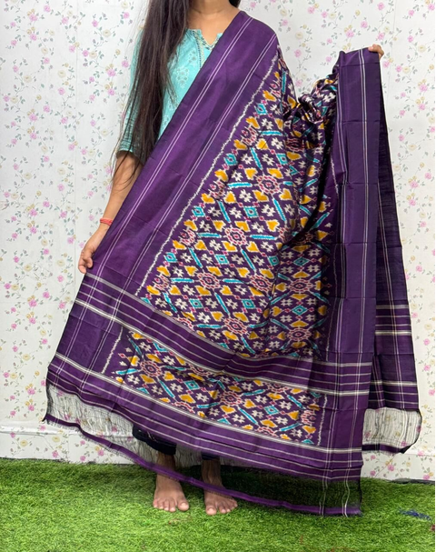 PSDHISDP4S23ZBCD66- Ikat silk dupatta