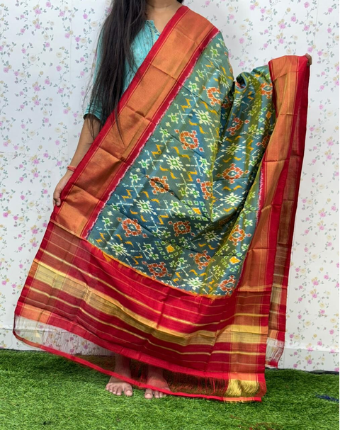 PSDHISDP4S23ZBCD67- Ikat silk dupatta