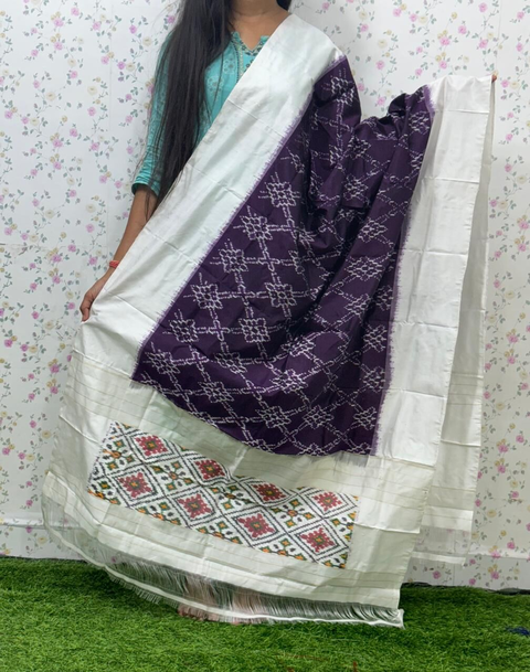 PSDHISDP4S23ZBCD48- Ikat silk dupatta