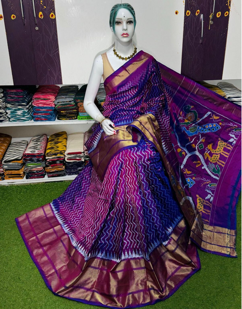 PSRGIDSS4D26BSDD37- Ikat silk saree