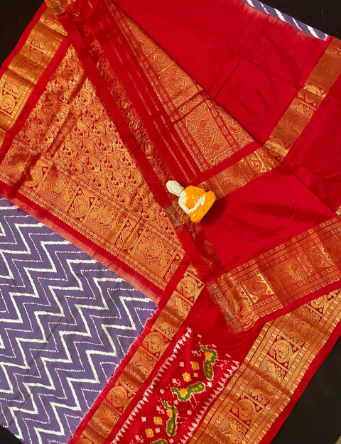 PGMRKBRS4D16FSCD31- Kanchi border Ikat silk saree