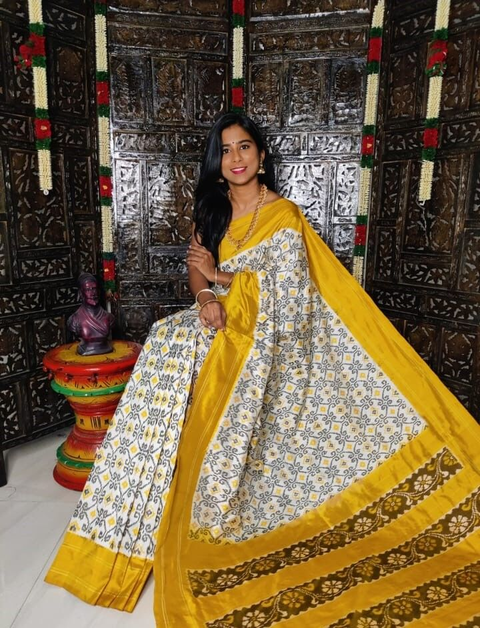 PGMRIDSS4G06BXDD10- Ikat silk saree