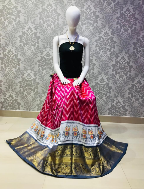 PLXHFSLG4V22BNDD01- Free Size Ikat Silk Lehenga