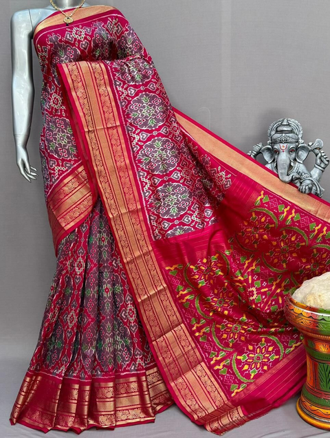 PSNTIDSS4O26CECD03- Ikat silk saree