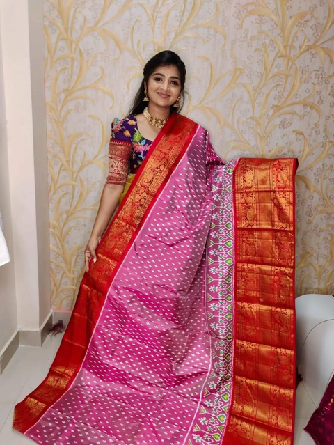 PGMRKBRS4S22FSDC08- Kanchi border Ikat silk saree