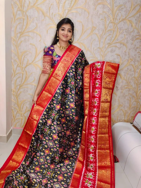 PGMRKBRS4D16FSCD71- Kanchi border Ikat silk saree