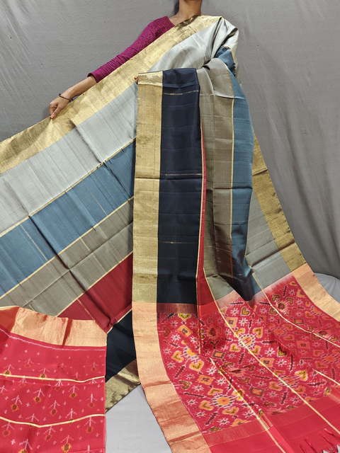 PGMRIDSS4G07XSCC04- Ikat Dupion silk saree