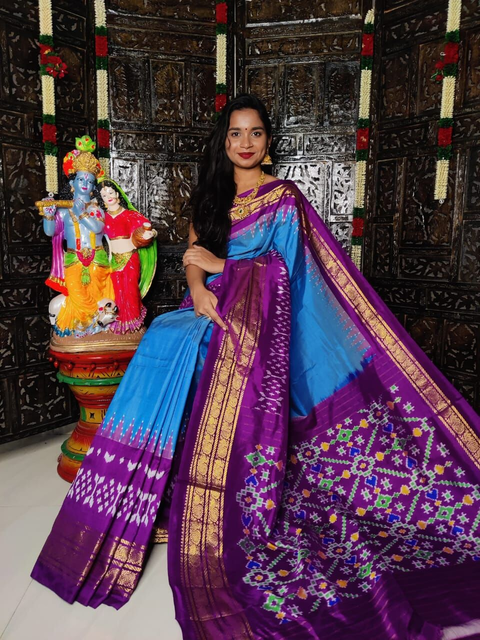 PRKSIDSS4G08NECC10- Ikat silk saree