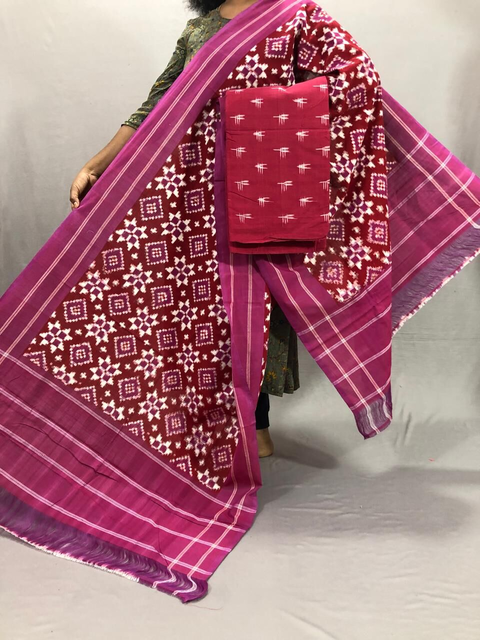 PSSIC2PS4S17ZFCD22- Double Ikat Cotton dupatta & Top