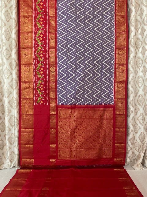 PGMRKBRS4S22FSDC21- Kanchi border Ikat silk saree