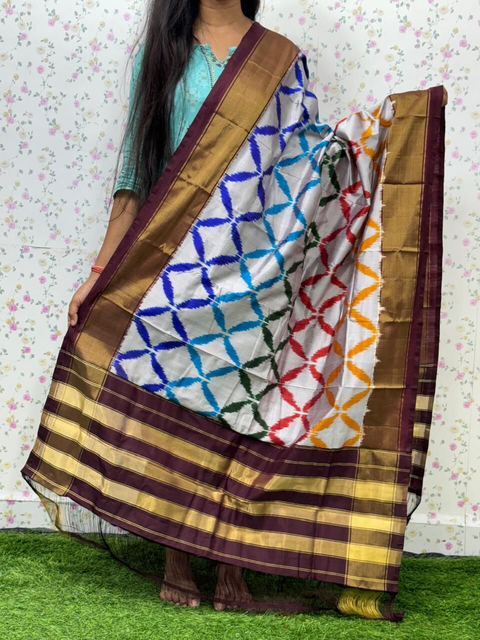 PSDHISDP4S23ZBCD05- Ikat silk dupatta