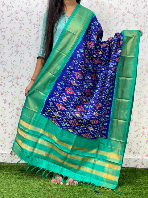 PSDHISDP4S23ZBCD30- Ikat silk dupatta