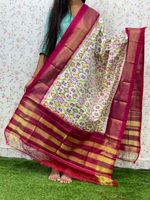 PSDHISDP4S23ZBCD65- Ikat silk dupatta