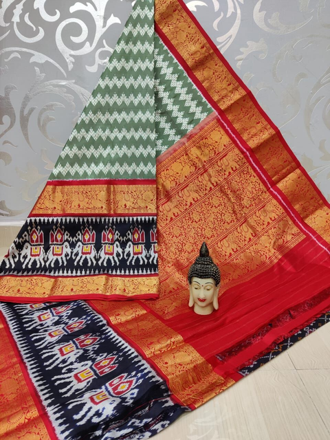 PSVHKBRS4S21FSCD02- Kanchi border Ikat silk saree