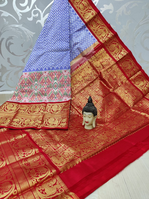 PSPHKBRS4O15FSDC02- Kanchi border Ikat silk saree