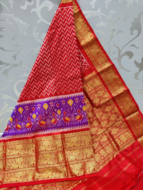 PSPHKBRS4O15FSDC04- Kanchi border Ikat silk saree