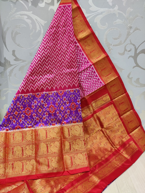 PSPHKBRS4O15FSDC08- Kanchi border Ikat silk saree