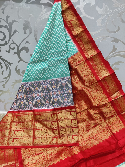 PSPHKBRS4O15FSDC10- Kanchi border Ikat silk saree