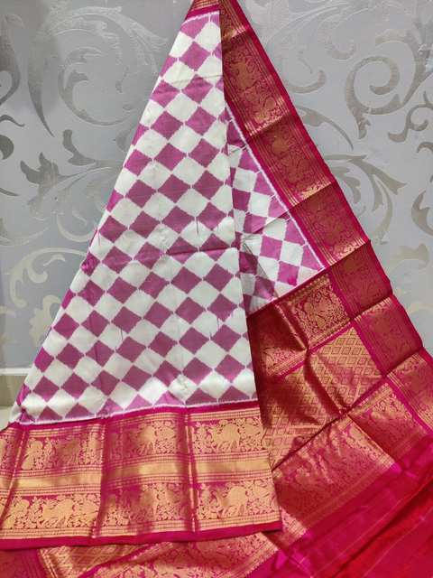 PSPHKBRS4O15FSDC14- Kanchi border Ikat silk saree