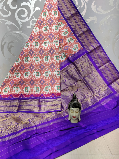 PSPHKBRS4O15FSDC16- Kanchi border Ikat silk saree