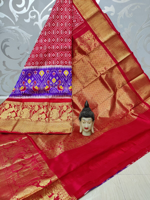 PSPHKBRS4O15FSDC17- Kanchi border Ikat silk saree