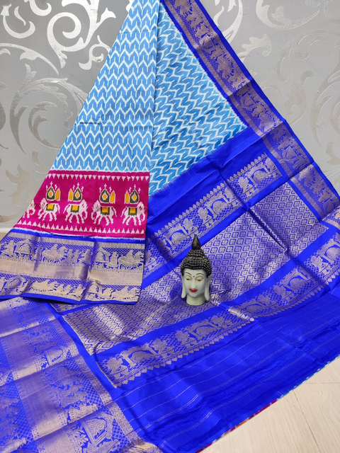 PSPHKBRS4O15FSDC18- Kanchi border Ikat silk saree